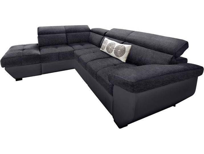 Ecksofa COTTA Speedway L-Form , schwarz (schwarz, schwarz), B:262cm H:79cm T:102cm, Kunstleder SOFTLUX / Struktur (100% Polyester), Edles Flachgewebe (100% Polyester) / Feine Struktur (100% Polyester), Kunstleder SOFTLUX / Luxus-Microfaser (100% Polyester), Sofas, mit Kopfteilverstellung, wahlweise mit Bettfunktion & Bettkasten von Cotta