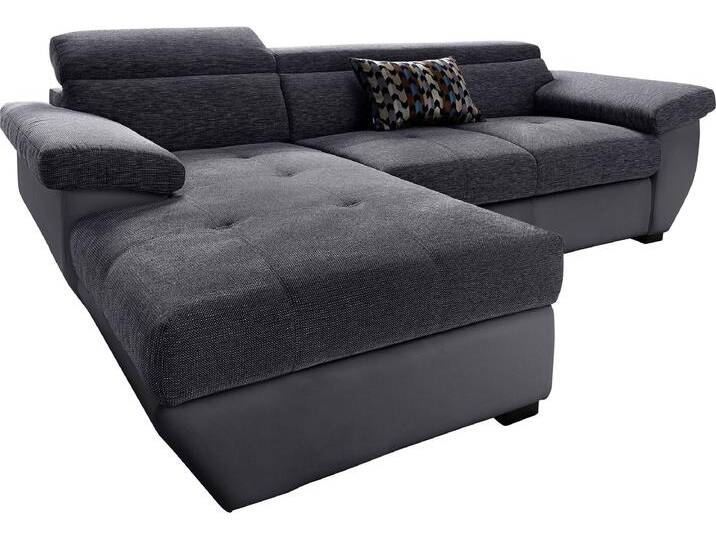 Ecksofa, Kunstleder SOFTLUX®, Schwarz, 265×102 cm, Mit Kopfteilverstellung & Bettfunktion, Modern, Cotta von Cotta