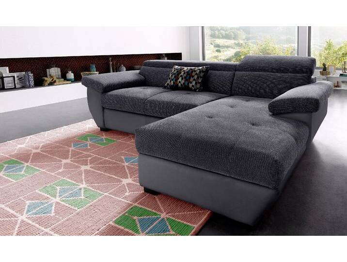 Ecksofa COTTA Speedway L-Form , schwarz (schwarz, schwarz), B:265cm H:79cm T:102cm, Edles Flachgewebe ( 100% Polyester ) / Feine Struktur ( 100% Polyester );Kunstleder SOFTLUX / Luxus-Microfaser ( 100% Polyester );Kunstleder SOFTLUX / Struktur ( 100% Polyester ), Sofas, mit Kopfteilverstellung, wahlweise mit Bettfunktion & Bettkasten von Cotta