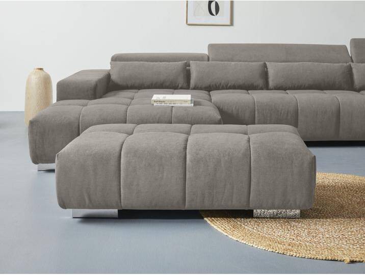 Hockerbank COTTA Orion , grau (elephant), B:134cm H:42cm T:70cm, 100% Polyester, Hocker, bequeme Hockerbank im modernen Design von Cotta