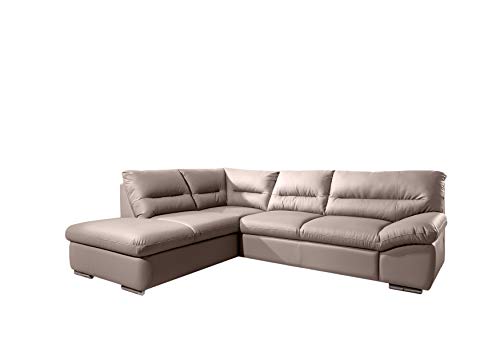 Mivano Ecksofa William / Schlafsofa mit Bett und Bettkasten in L-Form im modernen Design / 268 x 87 x 216 / Kunstleder beige von Mivano