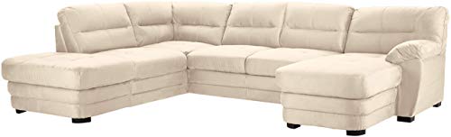 Mivano Wohnlandschaft Royale, Zeitloses Schlafsofa in U-Form mit Bettfunktion, Stauraum und hohen Rückenlehnen, 316 x 90 x 230, Mikrofaser, beige von Mivano