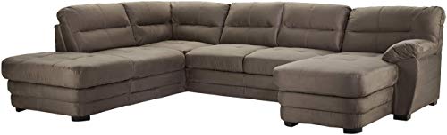 Mivano Wohnlandschaft Royale, Zeitloses U-Form-Sofa mit hohen Rückenlehnen, 316 x 90 x 230, Mikrofaser, dunkelgrau von Mivano