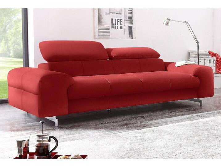 Polstergarnitur COTTA Chef , rot, B:232cm, Sitzmöbel-Sets, Set bestehend aus: 2-Sitzer mit Kopfteilverstellung & Hocker von Cotta