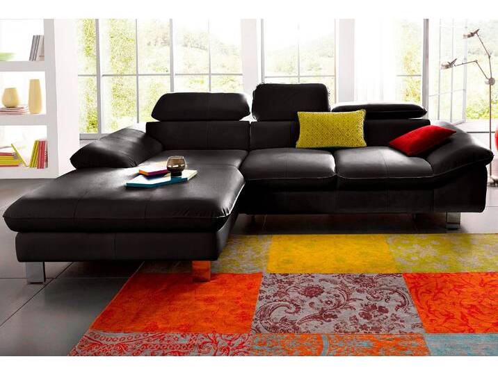 Polstergarnitur COTTA Driver L-Form , schwarz, B:268cm, Sitzmöbel-Sets, Set bestehend aus: Ecksofa mit Kopfteilverstellung & Hocker von Cotta