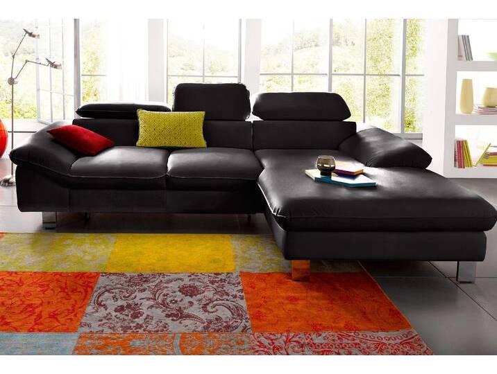Polstergarnitur COTTA Driver L-Form , schwarz, B:268cm, Sitzmöbel-Sets, Set bestehend aus: Ecksofa mit Kopfteilverstellung & Hocker von Cotta