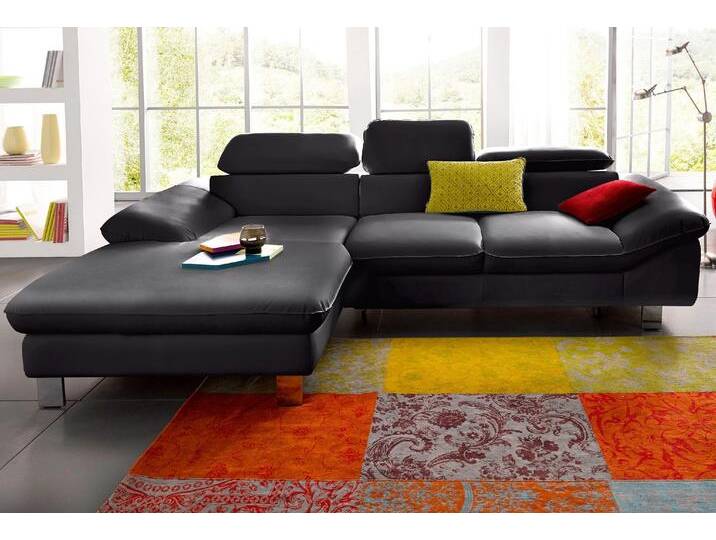 Polstergarnitur COTTA Driver L-Form , schwarz, B:268cm, Sitzmöbel-Sets, Set bestehend aus: Ecksofa mit Kopfteilverstellung & Hocker von Cotta