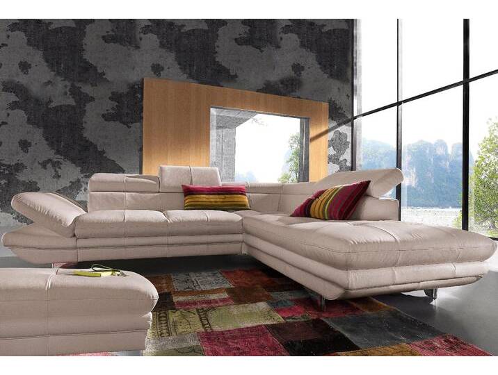 Polstergarnitur COTTA Enterprise L-Form , beige (sand), B:277cm, Sitzmöbel-Sets, Set bestehend aus: Ecksofa mit Arm- & Kopfteilverstellung & Hocker von Cotta