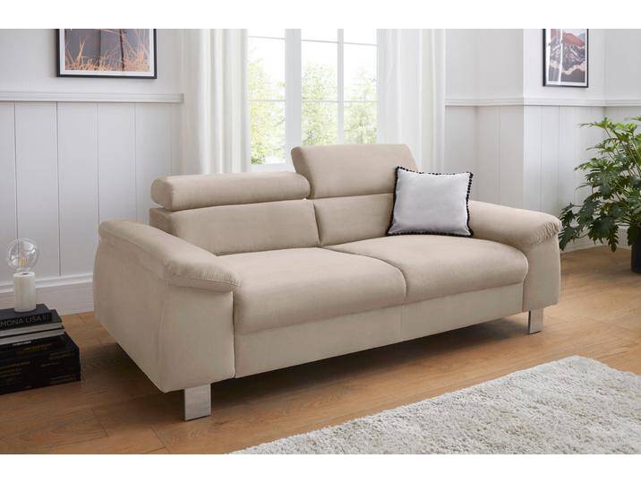 Polstergarnitur COTTA Komaris , beige, B:193cm, Sitzmöbel-Sets, Set bestehend aus: 3-Sitzer mit Kopfteilverstellung & Hocker von Cotta