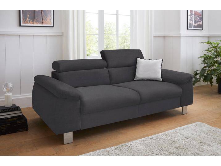 Polstergarnitur COTTA Komaris , grau, B:193cm, Sitzmöbel-Sets, Set bestehend aus: 3-Sitzer mit Kopfteilverstellung & Hocker von Cotta