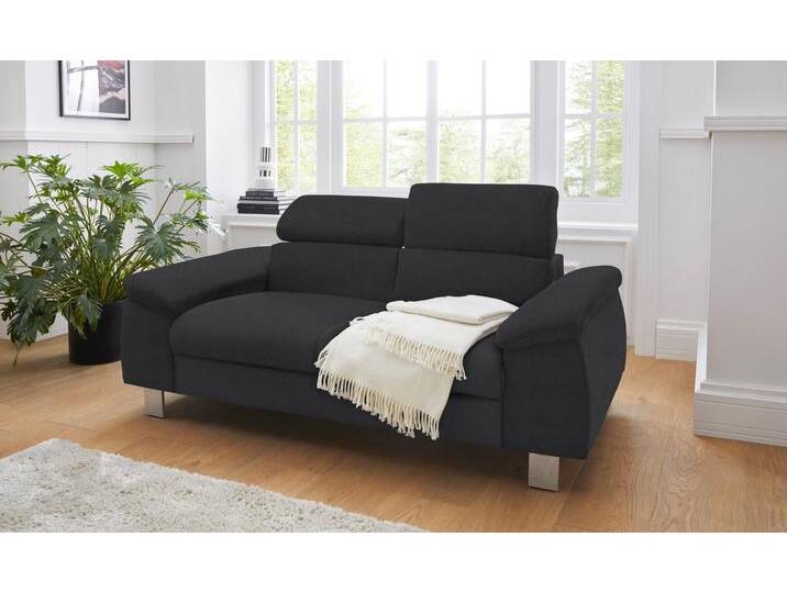 Polstergarnitur COTTA Komaris , schwarz, B:177cm, Sitzmöbel-Sets, Set bestehend aus: 2-Sitzer mit Kopfteilverstellung & Hocker von Cotta