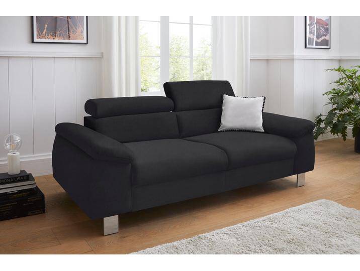 Polstergarnitur COTTA Komaris , schwarz, B:193cm, Sitzmöbel-Sets, Set bestehend aus: 3-Sitzer mit Kopfteilverstellung & Hocker von Cotta