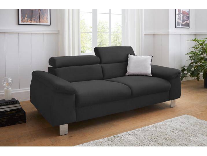 Polstergarnitur COTTA Komaris , schwarz, B:193cm, Sitzmöbel-Sets, Set bestehend aus: 3-Sitzer mit Kopfteilverstellung & Hocker von Cotta