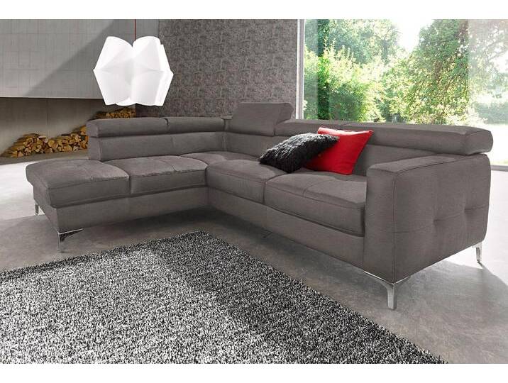 Polstergarnitur COTTA Sammy L-Form , grau, B:239cm, Sitzmöbel-Sets, Set bestehend aus: Ecksofa mit Kopfteilverstellung & Hocker von Cotta
