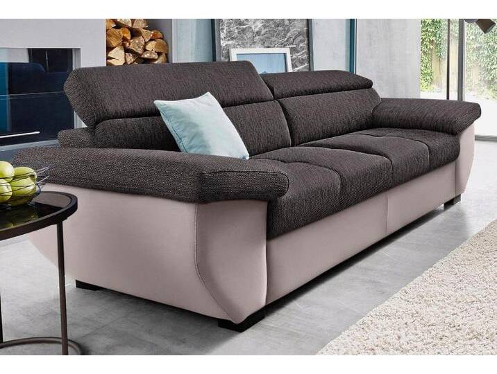 Polstergarnitur COTTA Speedway , beige (sand, schoko), Kunstleder SOFTLUX-Struktur,mit Kopfteilverstellung, Sitzmöbel-Sets, Set bestehend aus: 2,5-Sitzer mit Kopfteilverstellung & Hocker von Cotta