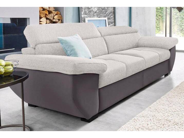 Polstergarnitur COTTA Speedway , lila (fango, pearl), Kunstleder SOFTLUX-Struktur,mit Kopfteilverstellung, Sitzmöbel-Sets, Set bestehend aus: 2,5-Sitzer mit Kopfteilverstellung & Hocker von Cotta
