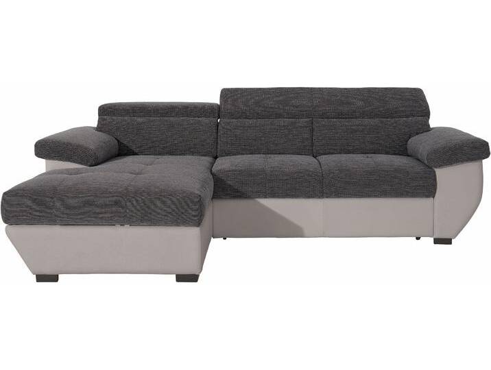 Polstergarnitur COTTA Speedway L-Form , beige (sand, schoko), Kunstleder SOFTLUX-Struktur,mit Bettfunktion-mit Bettkasten-mit Kopfteilverstellung + Recamiere links, Sitzmöbel-Sets, Set bestehend aus: Ecksofa mit Kopfteilverstellung & Hocker von Cotta
