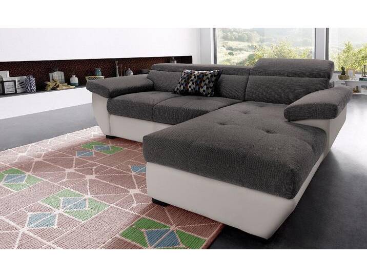 Polstergarnitur COTTA Speedway L-Form , beige (sand, schoko), Kunstleder SOFTLUX-Struktur,mit Bettfunktion-mit Bettkasten-mit Kopfteilverstellung + Recamiere rechts, Sitzmöbel-Sets, Set bestehend aus: Ecksofa mit Kopfteilverstellung & Hocker von Cotta