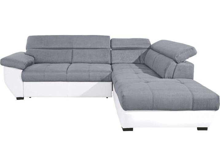 Polstergarnitur COTTA Speedway L-Form , grau (weiß, grau), B:262cm, Sitzmöbel-Sets, Set bestehend aus: Ecksofa mit Kopfteilverstellung & Hocker von Cotta