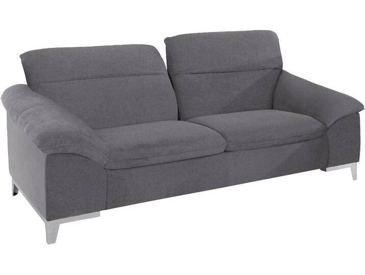 Polstergarnitur COTTA Teresa , grau (stone), B:218cm, Sitzmöbel-Sets, Set bestehend aus: 2-Sitzer mit Kopfteilverstellung & Hocker von Cotta