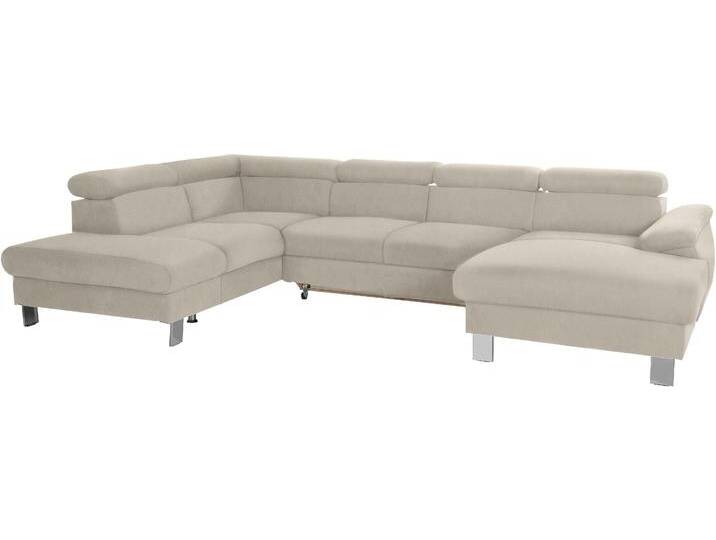 Wohnlandschaft COTTA Komaris U-Form, B: 320 cm , grau, B:320cm, Microfaser PRIMABELLE (100% Polyester);Kunstleder SOFTLUX;Feinstruktur (100% Polyester);Kunstleder SOFTLUX/Struktur (100% Polyester);NaturLEDER, Sofas, mit Kopfteilverstellung, optional Bettfunktion, Bettkasten & Licht von Cotta