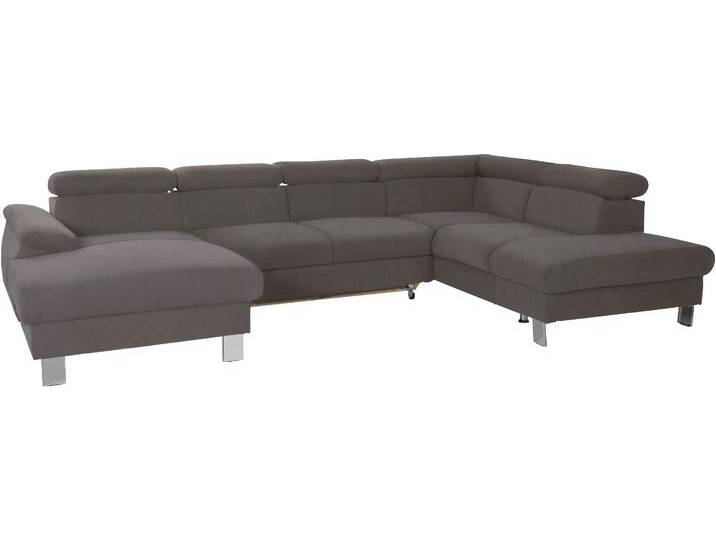 Wohnlandschaft COTTA Komaris U-Form mit Kopfteilverstellung , grau (elephant), B:320cm, Microfaser PRIMABELLE (100% Polyester), Kunstleder SOFTLUX, Feinstruktur (100% Polyester), Kunstleder SOFTLUX/Struktur (100% Polyester), NaturLEDER, Sofas, wahlweise mit Bettfunktion, Bettkasten & Beleuchtung von Cotta
