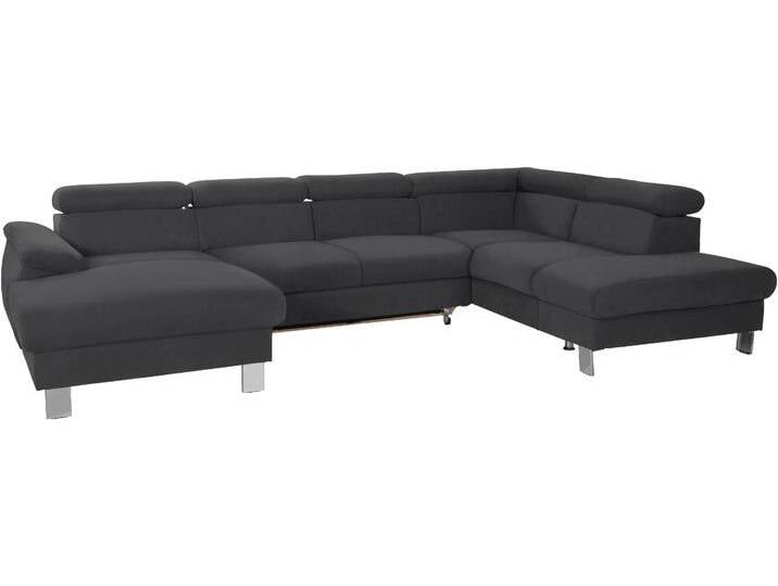 Wohnlandschaft COTTA Komaris U-Form mit Kopfteilverstellung , schwarz, B:320cm, Microfaser PRIMABELLE (100% Polyester), Kunstleder SOFTLUX, Feinstruktur (100% Polyester), Kunstleder SOFTLUX/Struktur (100% Polyester), NaturLEDER, Sofas, wahlweise mit Bettfunktion, Bettkasten & Beleuchtung von Cotta