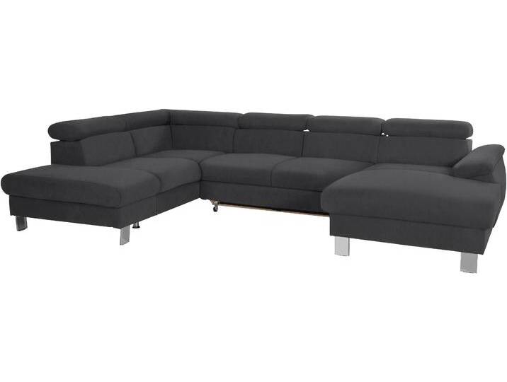 Wohnlandschaft COTTA Komaris U-Form, B: 320 cm , schwarz, B:320cm, Microfaser PRIMABELLE (100% Polyester);Kunstleder SOFTLUX;Feinstruktur (100% Polyester);Kunstleder SOFTLUX/Struktur (100% Polyester);NaturLEDER, Sofas, mit Kopfteilverstellung, optional Bettfunktion, Bettkasten & Licht von Cotta