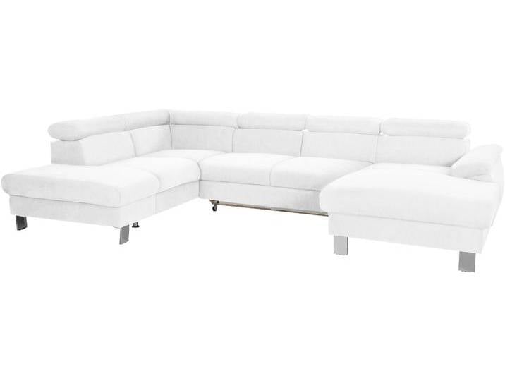 Wohnlandschaft COTTA Komaris U-Form mit Kopfteilverstellung , weiß, B:320cm, Microfaser PRIMABELLE (100% Polyester), Kunstleder SOFTLUX, Feinstruktur (100% Polyester), Kunstleder SOFTLUX/Struktur (100% Polyester), NaturLEDER, Sofas, wahlweise mit Bettfunktion, Bettkasten & Beleuchtung von Cotta