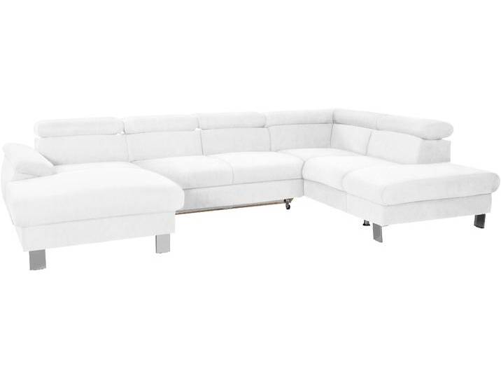 Wohnlandschaft COTTA Komaris U-Form mit Kopfteilverstellung , weiß, B:320cm, Microfaser PRIMABELLE (100% Polyester), Kunstleder SOFTLUX, Feinstruktur (100% Polyester), Kunstleder SOFTLUX/Struktur (100% Polyester), NaturLEDER, Sofas, wahlweise mit Bettfunktion, Bettkasten & Beleuchtung von Cotta