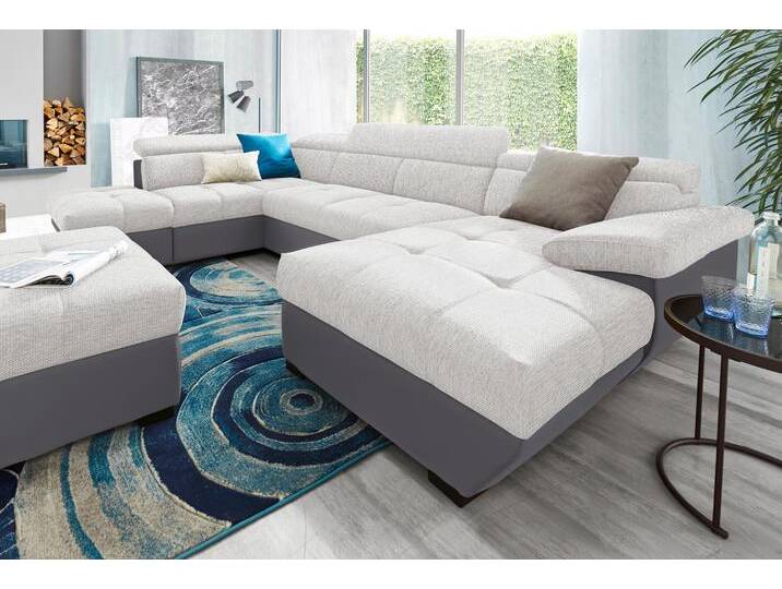 Wohnlandschaft COTTA Speedway U-Form , lila (fango, pearl), B:332cm H:79cm T:102cm, Kunstleder SOFTLUX / Luxus-Microfaser (100% Polyester), Flachgewebe (100% Polyester) / Struktur fein ( 100% Polyester), Kunstleder SOFTLUX / Struktur (100% Polyester), Sofas, mit Kopfteilverstellung, wahlweise mit Bettfunktion & Bettkasten von Cotta