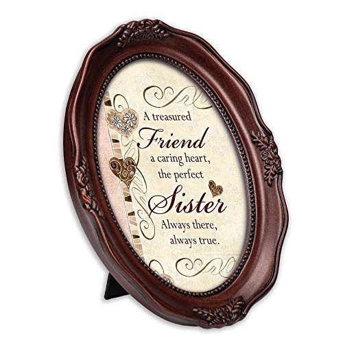 Cottage Garden Treasured Friend Caring Heart Bilderrahmen für Tisch und Wandbilder, oval, 13 x 18 cm 5 x 7 Photo Frame Gewelltes Mahagoni-Finish von Cottage Garden