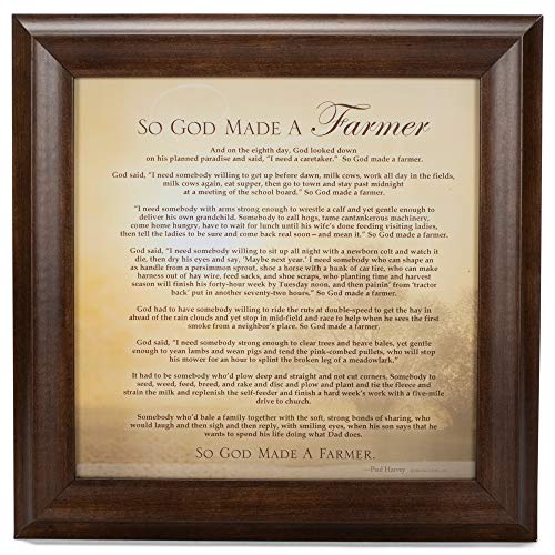 Gerahmtes Wandschild "So God Made a Farmer", mit Holz-Finish, 30,5 x 30,5 cm von Cottage Garden