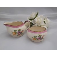 Graue Keramik Blumensahne Und Zucker-Set von CottageChicCanada