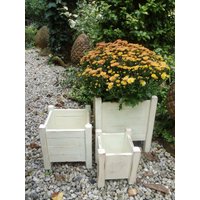 Vintage 3 Übertopf Holz Holztopf Kasten Shabby Blumentopf Pflanztopf Set Brocante Holzkübel Kübel Landhaus Cottage Terrasse Bauernhaus von CottageFurnitures