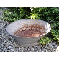 Vintage Mini Zinkwanne Wanne Übertopf Blumentopf Pflanzwanne Behälter Zink Rost Shabby Brocante Landhaus Bauernhaus von CottageFurnitures