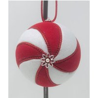 Diy Kit Kk-53 Hard Candy Christmas Swirl Shimmer Rot/Weiß Diy Kimekomi Ornament Kit, 3, 5 "(9cm Kugel von CottageOrnaments