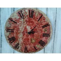 Holz Wanduhr, Einzigartige Retro Hand Dekoriert Kaminuhr, Strand Dekor Claret Rustikale 12 " von CottageVintageShabby