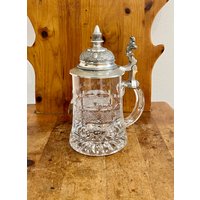 Vintage Bierkrug Aus Kristallglas Und Zinn. Hand Gemacht von CottageVintageVienna