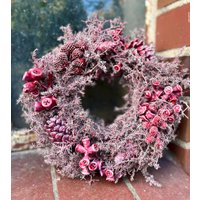 Feiner Asparagus Kranz Gewachst Rot 23cm - Mit Fruchtmixdecor Wachskranz Zeitlos & Haltbar von Cottagegarden24