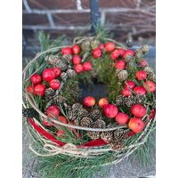 Winterlicher Apfelkranz Mit Moos - Ca. 30 cm Winterdeko -Weihnachten- Natur von Cottagegarden24