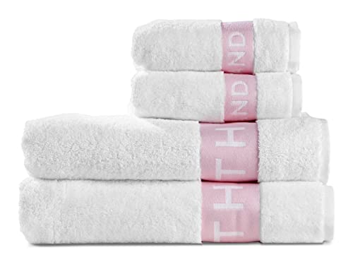 Cottera® Handtücher 4er Set | The Bath Towel Weiß Pink | Premium Hotel & Spa Qualität | 2 Duschtücher 70x140, 2 Handtücher 40x70 | 100% Baumwolle nachhaltig produziert in Portugal von Cottera