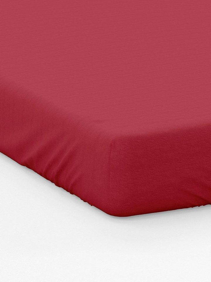 Spannbettlaken Renforcé Spannbettlaken Rot - 140/180/200x200 cm bis 30 cm Steghöhe, Cotton Box, 100% Baumwolle, Gummizug: Rundum, (1 Stück), Atmungsaktiv Spannbetttuch aus natürlicher Renforcé-Baumwolle von Cotton Box