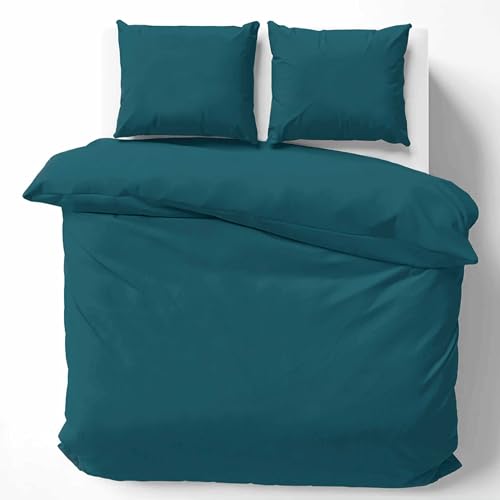 Cotton Castle Bettwäsche Bettgarnitur Bettbezug 100% Baumwolle 135x200 155x220 200x200 200x220, Farbe:Teal, Größe:200 x 200 cm von Cotton Castle