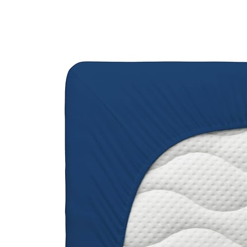 Cotton Castle Spannbettlaken Jersey Spannbetttuch 100% Baumwolle Bettlaken, Größe:180 x 200 cm, Farbe:Dunkelblau Cotton Castle Spannbettlaken Jersey Spannbetttuch 100% Baumwolle Bettlaken, Größe:180 x 200 cm, Farbe:Dunkelblau von Cotton Castle