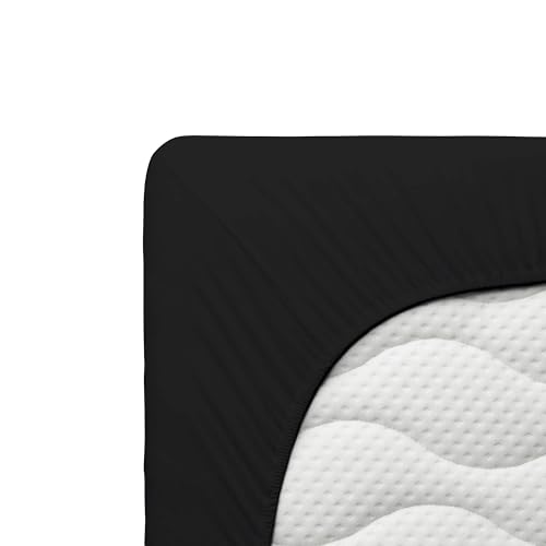 Cotton Castle Spannbettlaken Jersey Spannbetttuch 100% Baumwolle Bettlaken, Größe:200 x 200 cm, Farbe:Schwarz Cotton Castle Spannbettlaken Jersey Spannbetttuch 100% Baumwolle Bettlaken, Größe:200 x 200 cm, Farbe:Schwarz von Cotton Castle