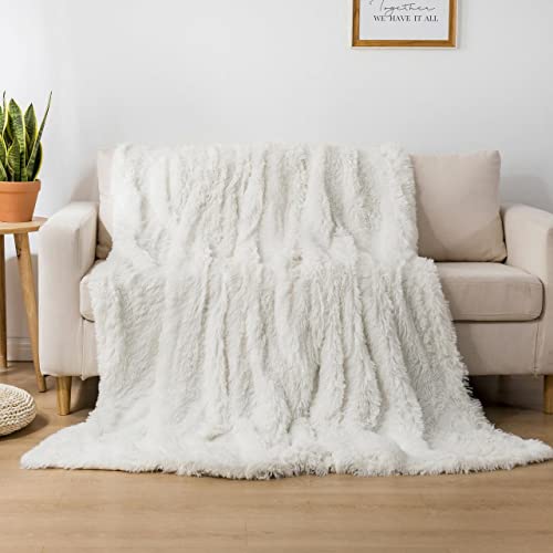 Cotton Market Decke 170x210 cm - Zweiseitig Tagesdecke - Kuscheldecke Flauschig für Wohnzimmer und Schlafzimmer - Sofadecke Blanket - Sofa Überwurfdecke - Felldecke Creme von Cotton Market