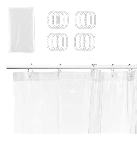 Cotton Market Duschvorhang 180x180 cm - Wasserdichter Vorhang - 30% Eva + 70% PE - Badewanne Duschvorhänge mit 12 Duschvorhängeringen - Dicke 0,1mm - Transparent von Cotton Market