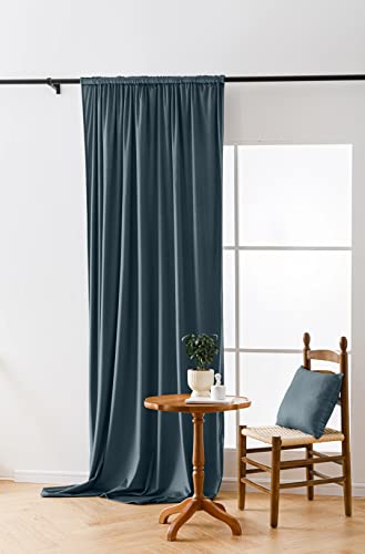 Cotton Market Velours Gardinen 250x140 cm - Vorhänge für Fenster und Balkontür - Vorhang für das Haus auf Band - Vorhang Blickdicht - Gardinen Stange Curtains - Verdunkelungsvorhang - Blau von Cotton Market