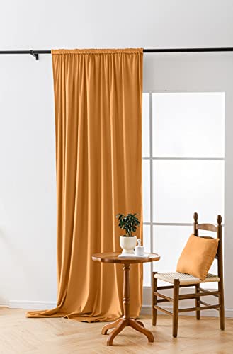 Cotton Market Velours Gardinen 250x140 cm - Vorhänge für Fenster und Balkontür - Vorhang für das Haus auf Band - Vorhang Blickdicht - Gardinen Stange Curtains - Verdunkelungsvorhang - Gelb von Cotton Market